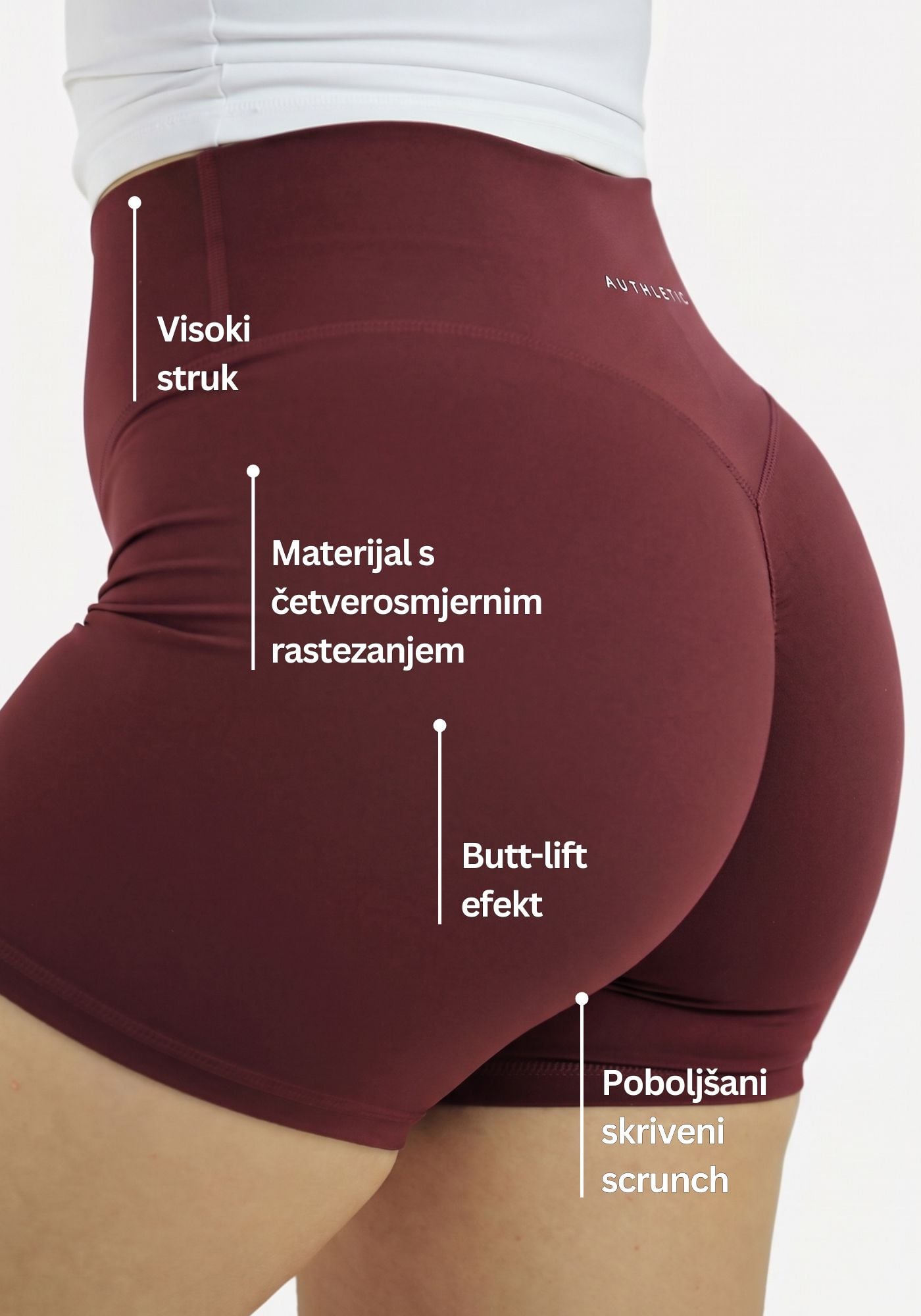 Calla Butt Lift Kratke tajice - Bordo