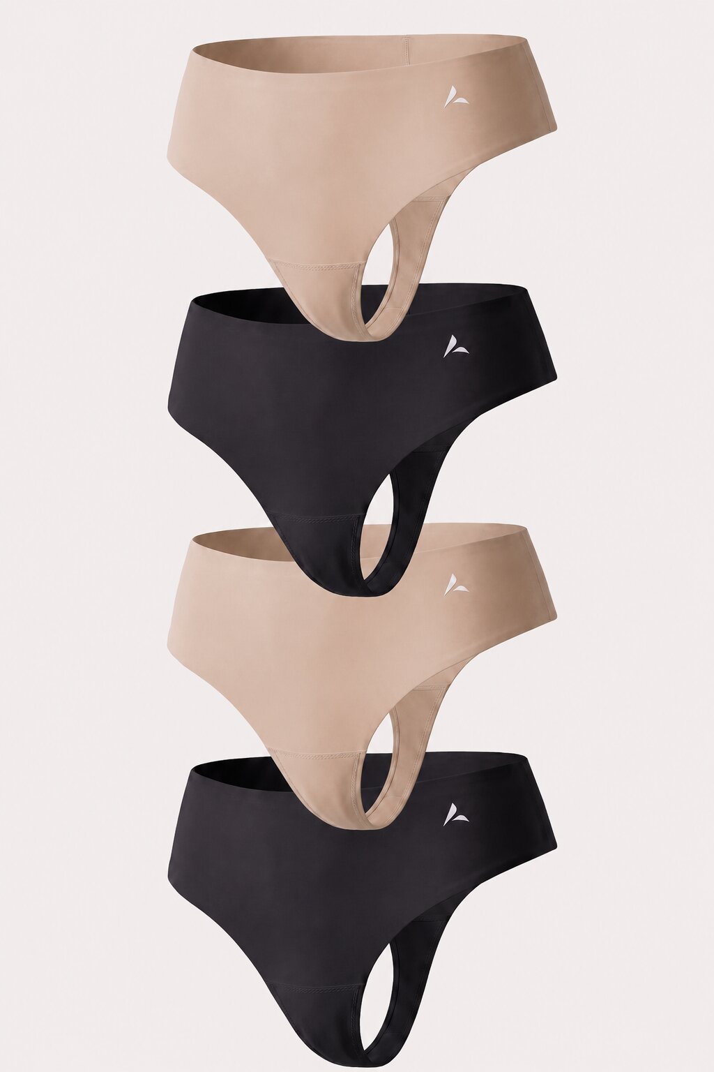 3+1 GRATIS - Anti Cameltoe strings met hoge taille - Beige, Zwart