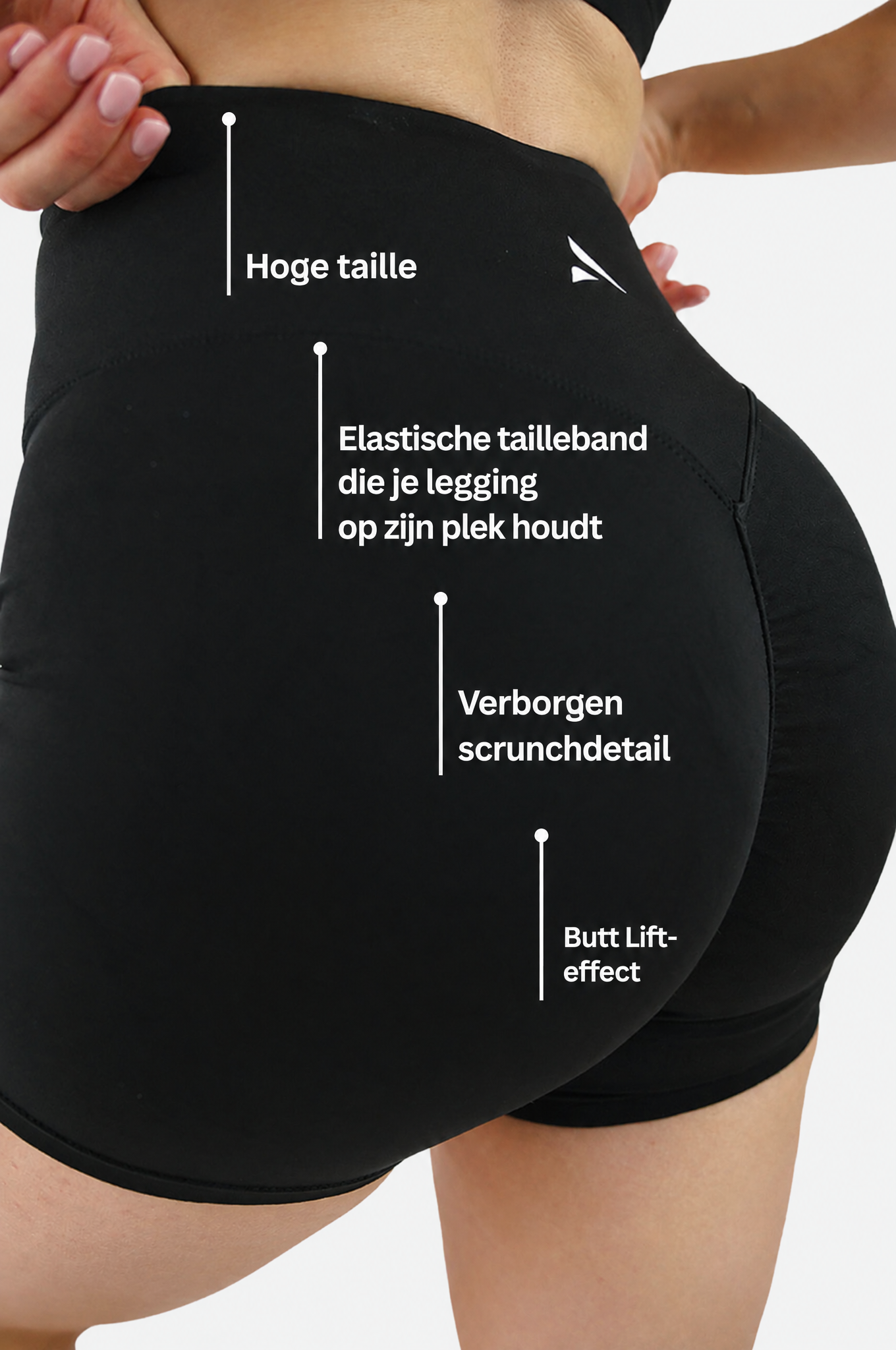 Naya Butt Lift korte legging - Zwart