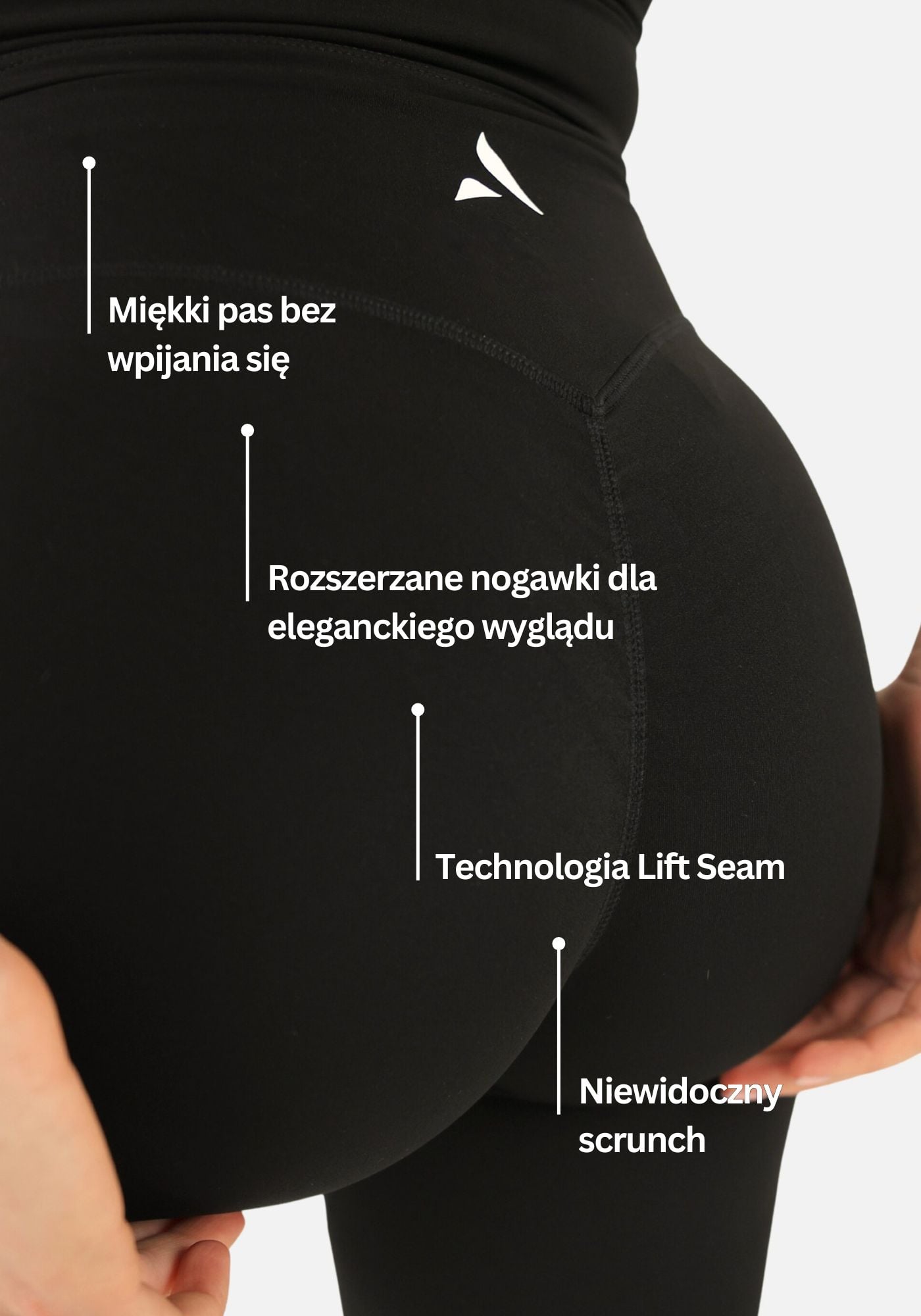 Talia Flared Natural Lift Legginsy - Czarny