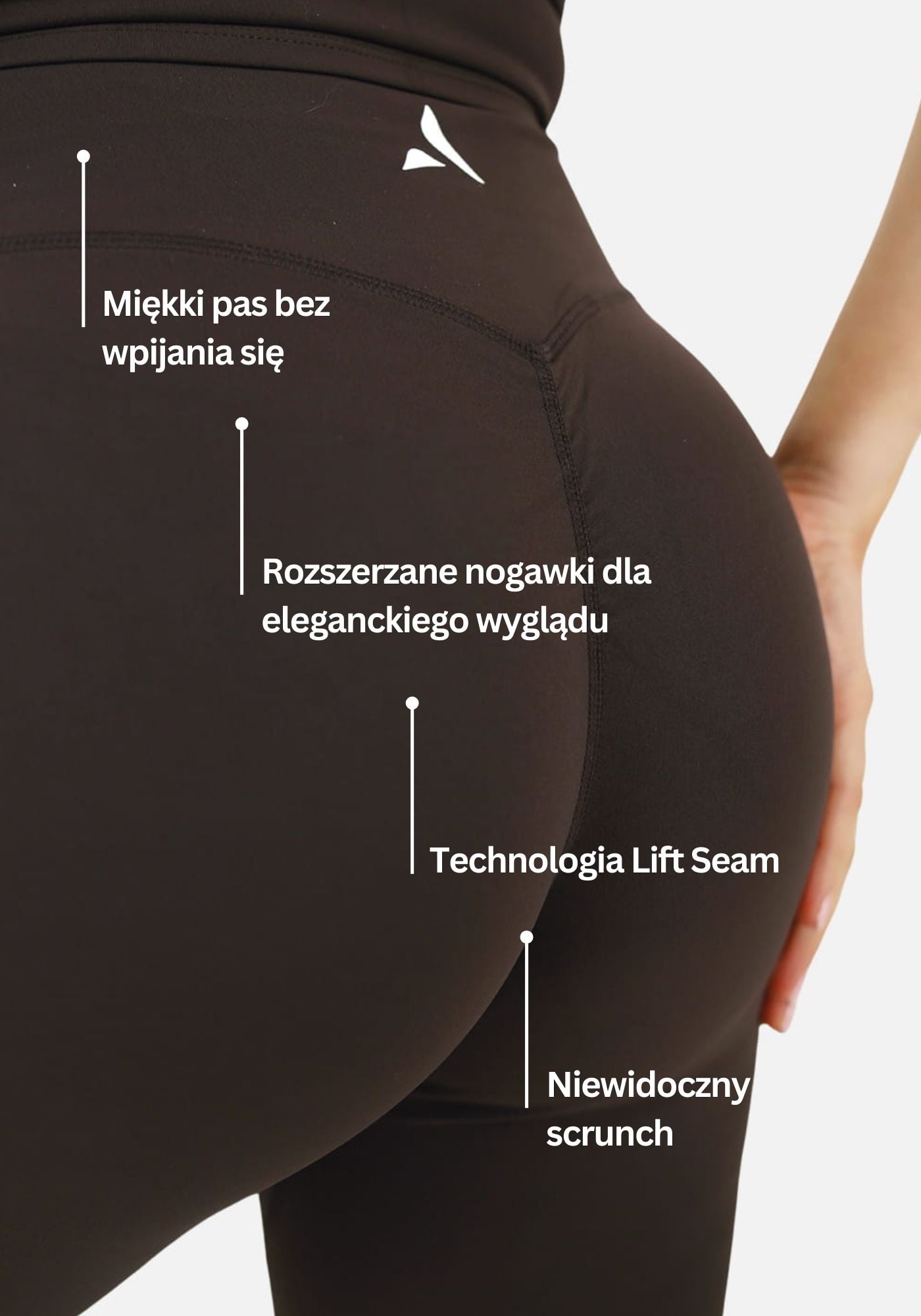 Talia Flared Natural Lift Legginsy - Brązowy