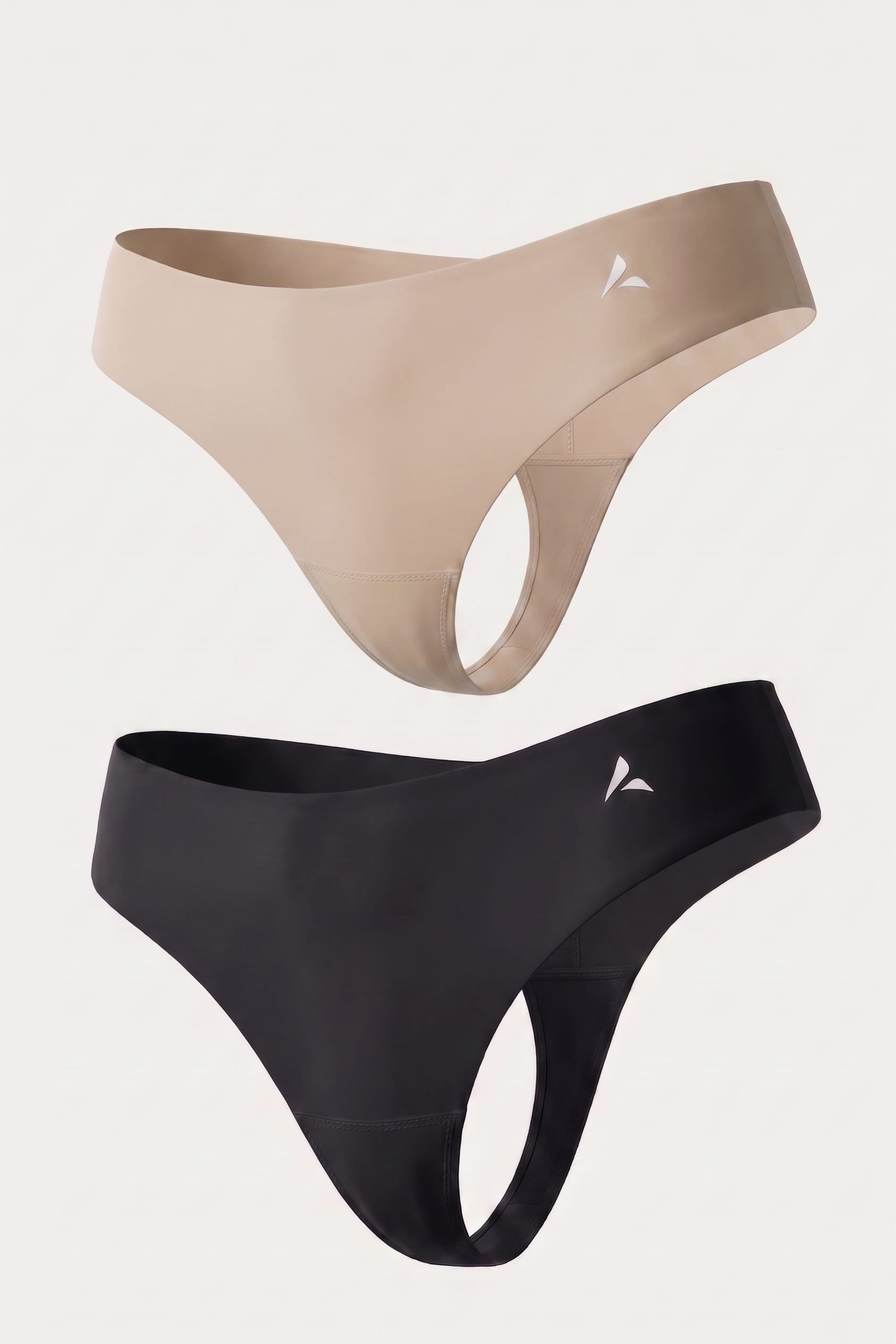 2x Anti Cameltoe stringi ze średnim stanem - Beżowy, Czarny