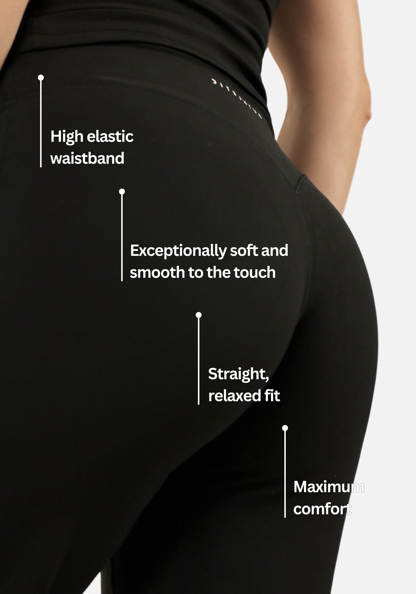 Eve Comfort colanți cu croi drept - Negru