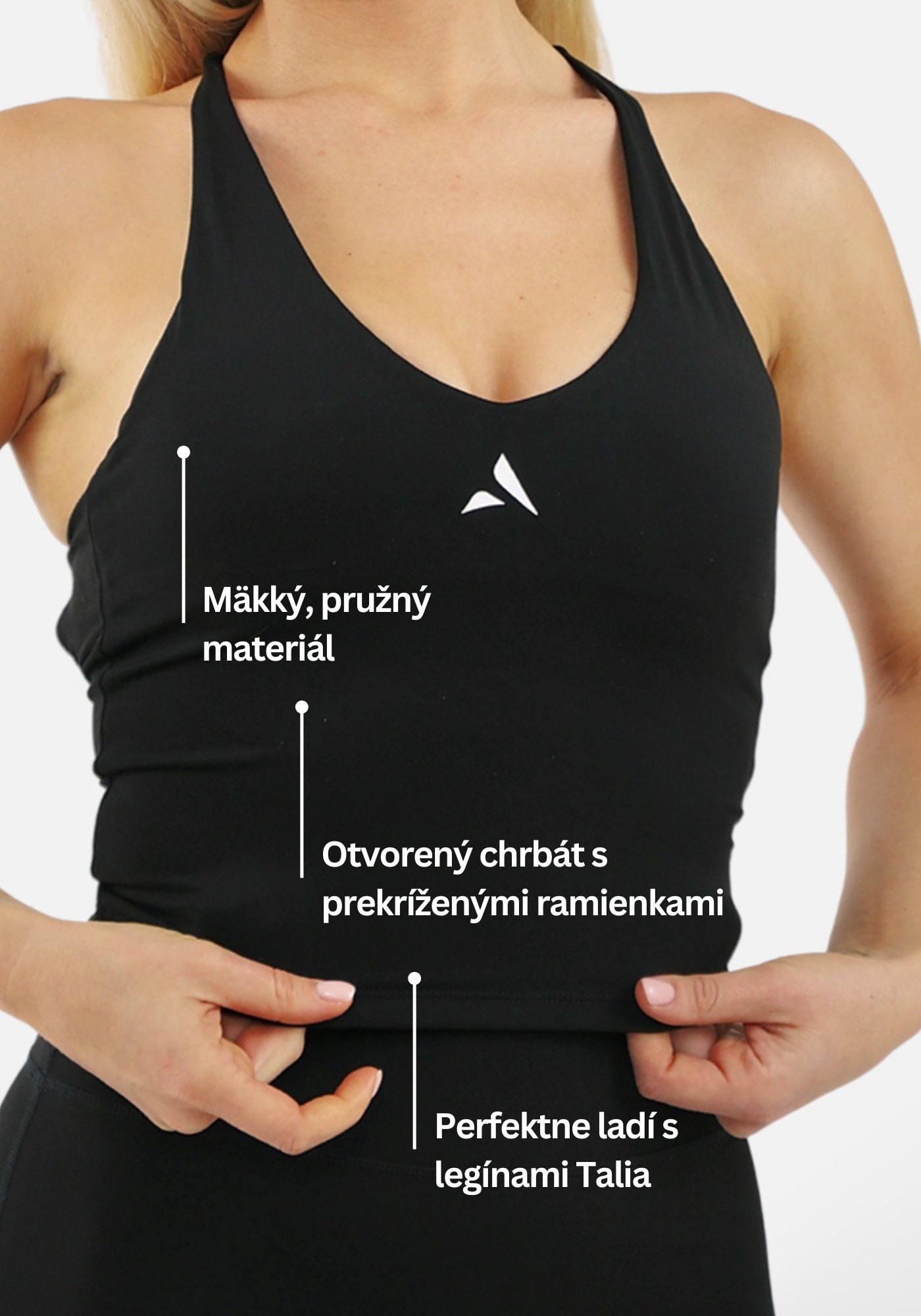 Talia Cross-Back tielko - Čierna