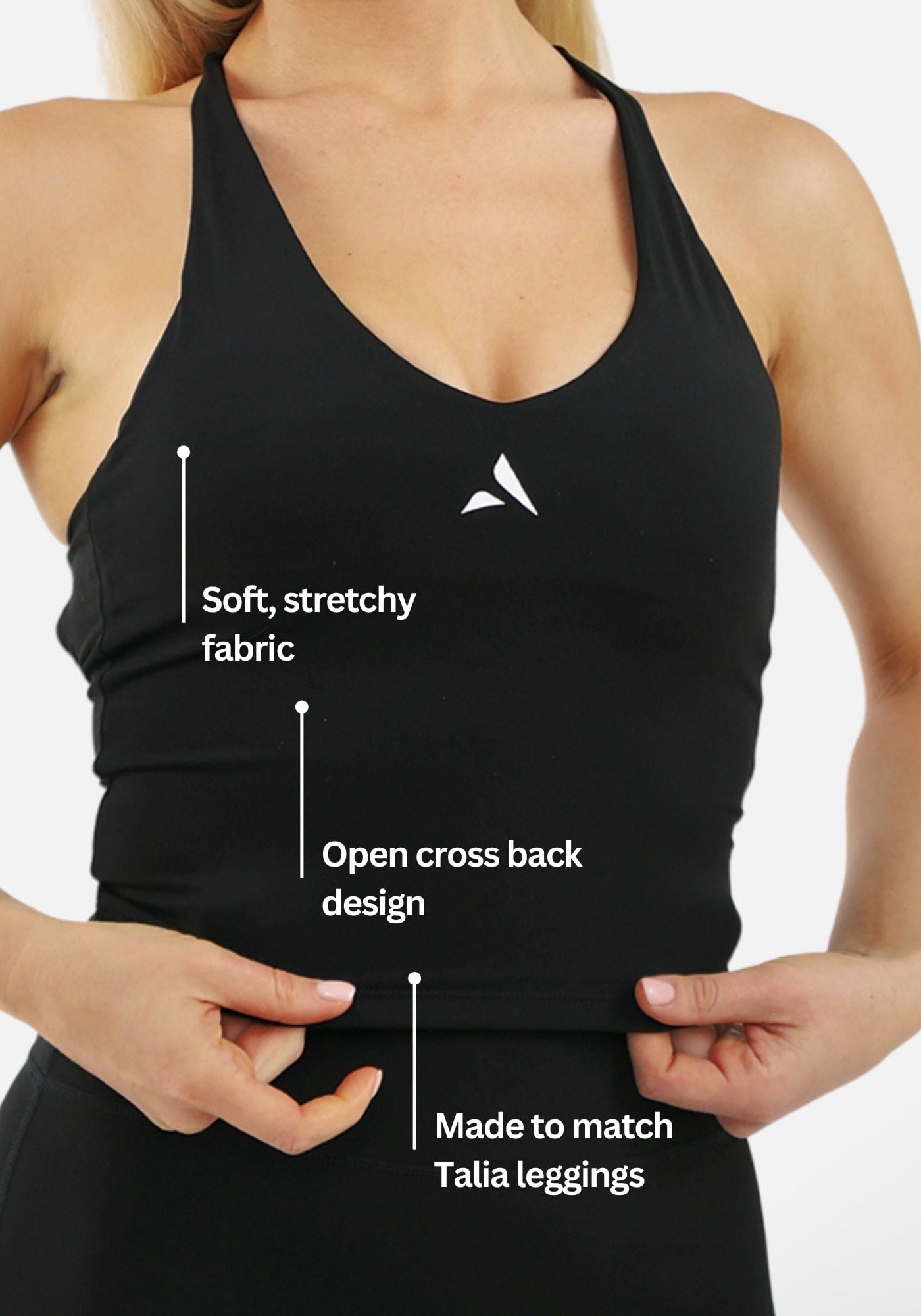 Talia Cross-Back Tank Top - Black