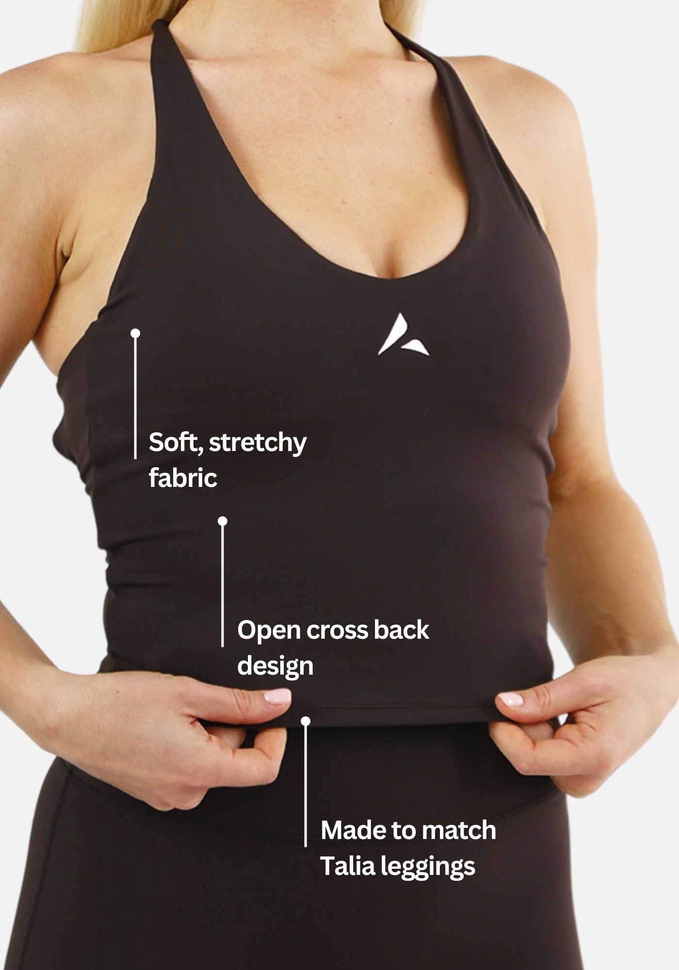 Talia Cross-Back Tank Top - Brown