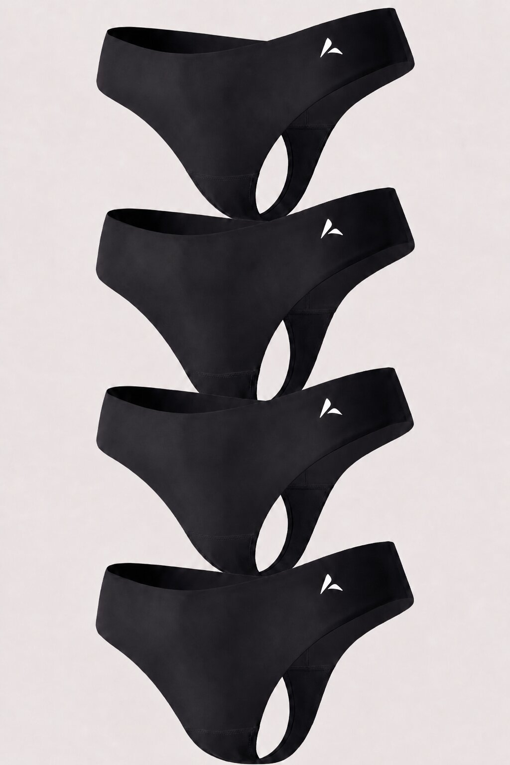 3+1 FREE - Mid-Waist Anti Cameltoe Thongs - Black