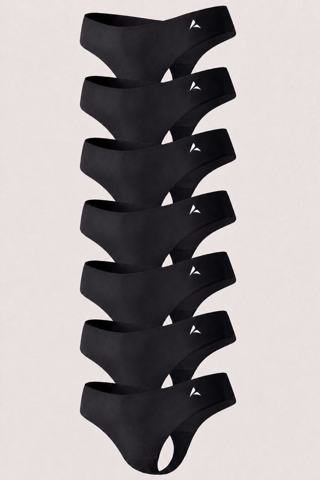 5+2 FREE - Mid-Waist Anti Cameltoe Thongs - Black