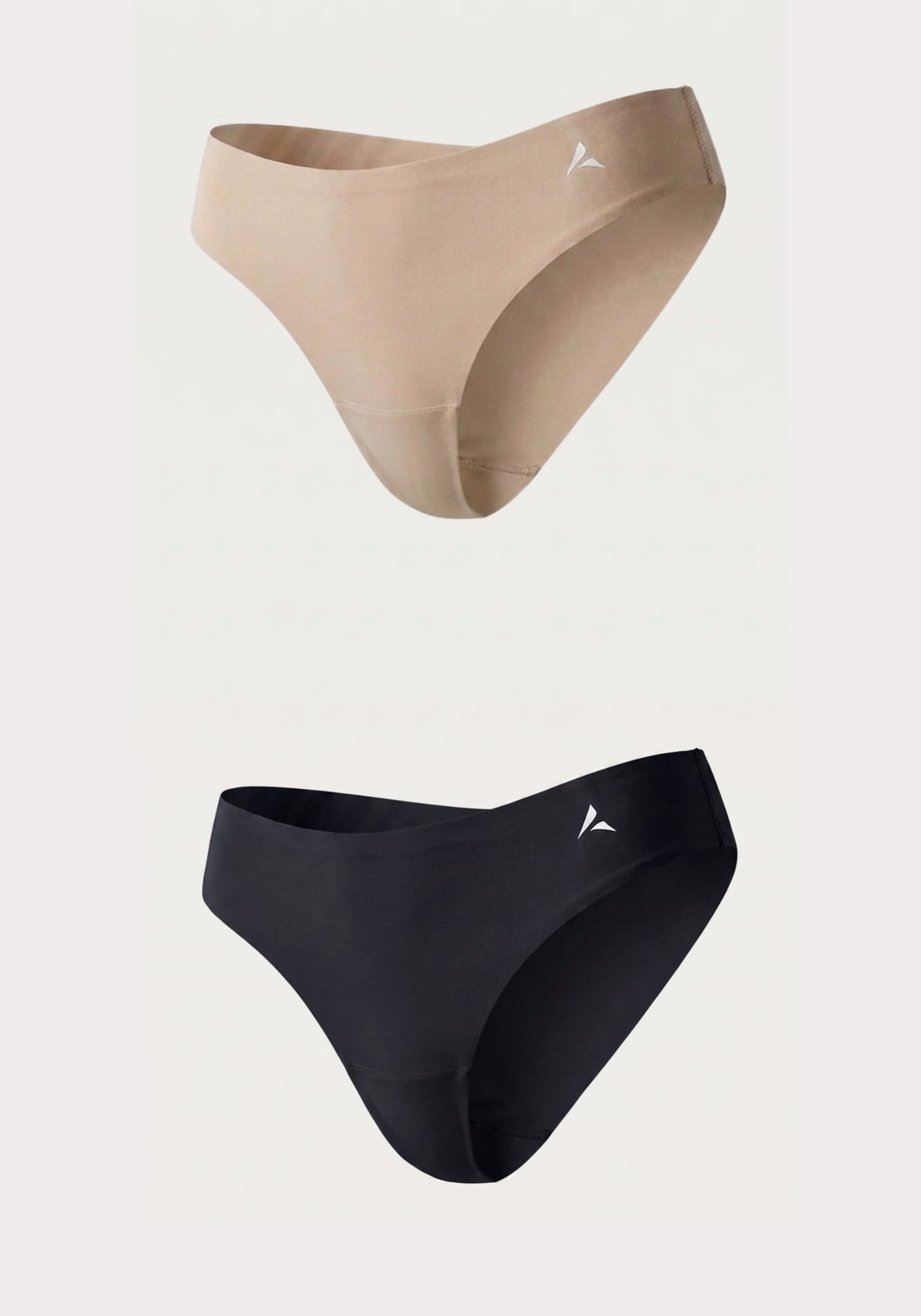 2x Mid-Waist Classic Anti Cameltoe Underwear - Beige, Black